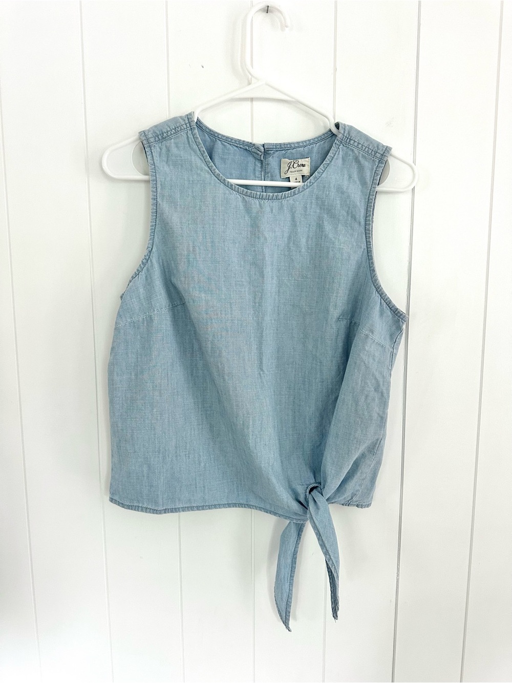 J. Crew Light Blue Chambray Tie-Hem Sleeveless Top